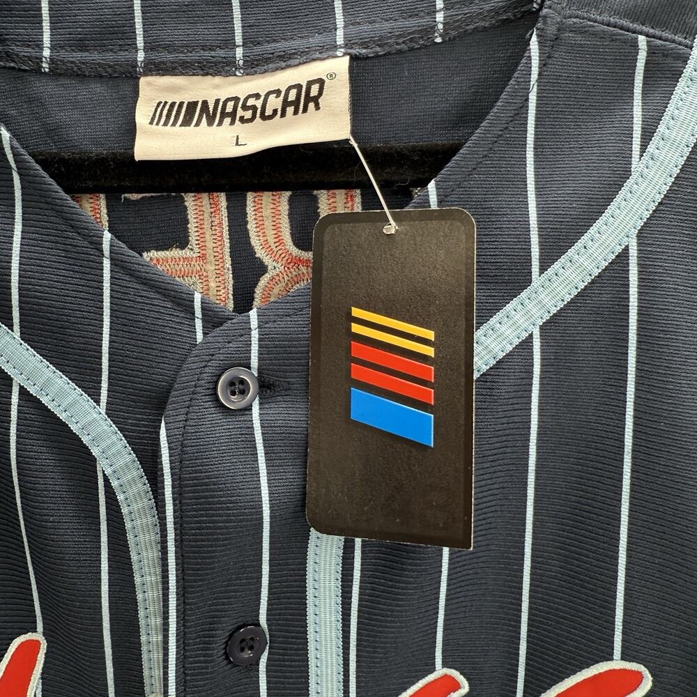 NASCAR Jersey Men Chicago Street Race 2024 Baseball Pinstripe Navy Blue Large - Picture 9 of 9